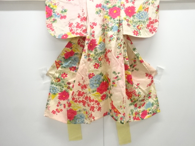 JAPANESE KIMONO / ANTIQUE HITOE KIMONO / SILK / FLOWER & NOSHI